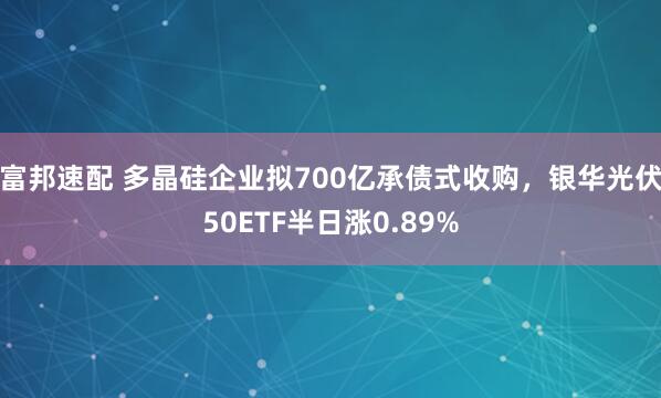 富邦速配 多晶硅企业拟700亿承债式收购，银华光伏50ETF半日涨0.89%